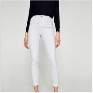 Zara Premium Denim White High Waisted Skinny Jean